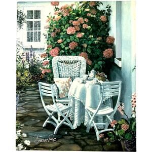 SUSAN RIOS TIME WITH FRIENDS 1990s SIGNED Small Garden Canvas Art - 8x10